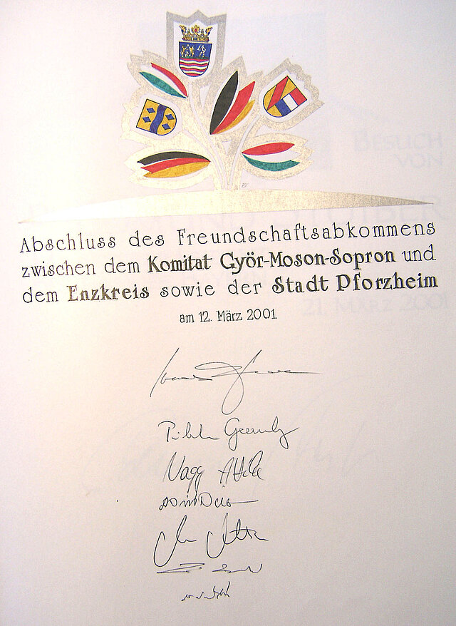 Bild: Eintrag Goldenes Buch Györ