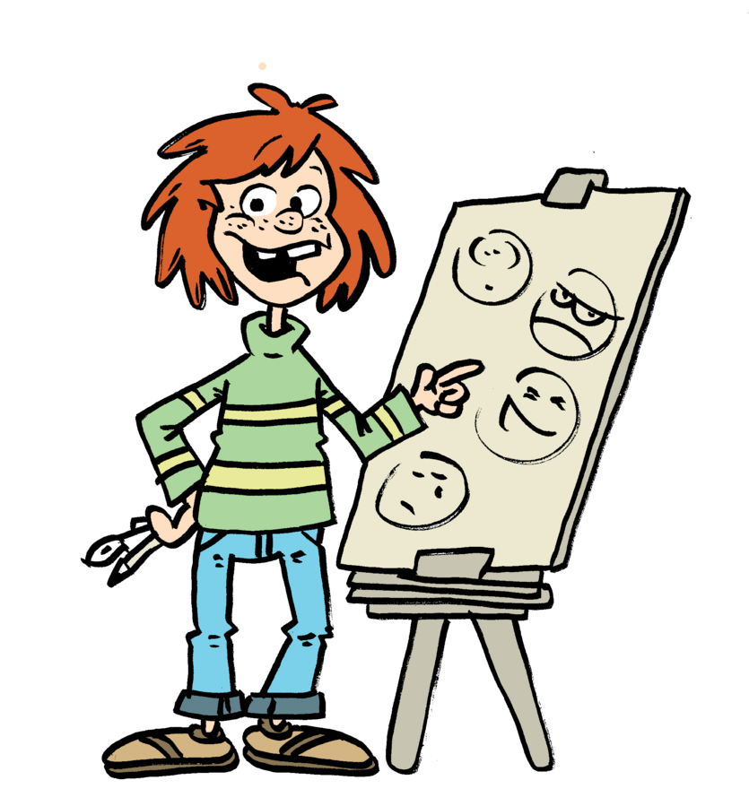 Illustrationen einer Figur die vor einer Leinwand steht.  - copyright: Frank Plein - Ersteller: Frank Plein