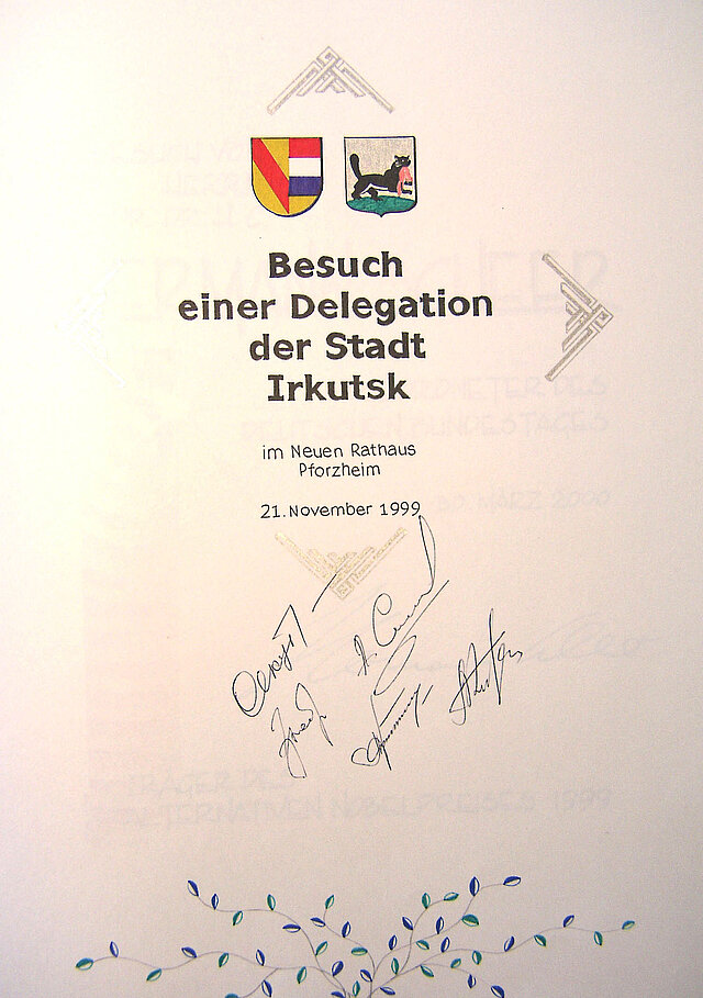 Bild: Eintrag Goldenes Buch Irkutsk