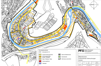 Kartenausschnitt Untersuchungsgebiet: Plan Nr. 6: Verkehr - copyright:Stadt Pforzheim