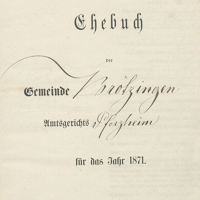 Brötzinger Heiratsregister von 1871