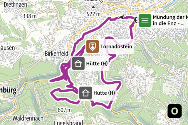 Minimap Die Flüssetour in den Süd-Westen Pforzheims 