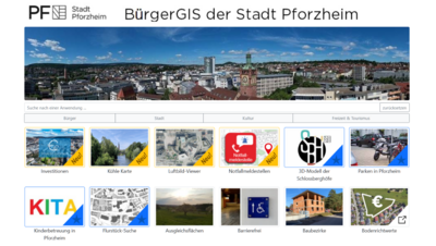 Startseite des BürgerGIS Stadt Pforzheim