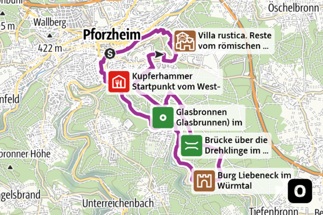 Minimap Die Zeitreisentour in den Süd-Osten Pforzheims 