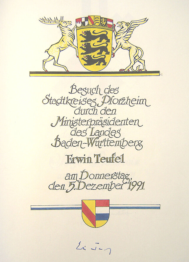 Bild: Eintrag Goldenes Buch Erwin Teufel