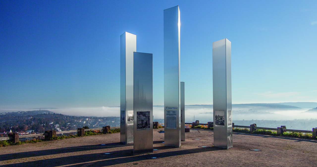 Colour photo: Memorial steles on the Wallberg plateau - copyright:Beck Günter Fotoverlag