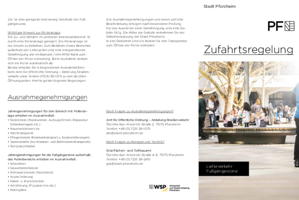 Flyer zu den Zufahrtsregelungen in der Fußgängerzone in Pforzheim