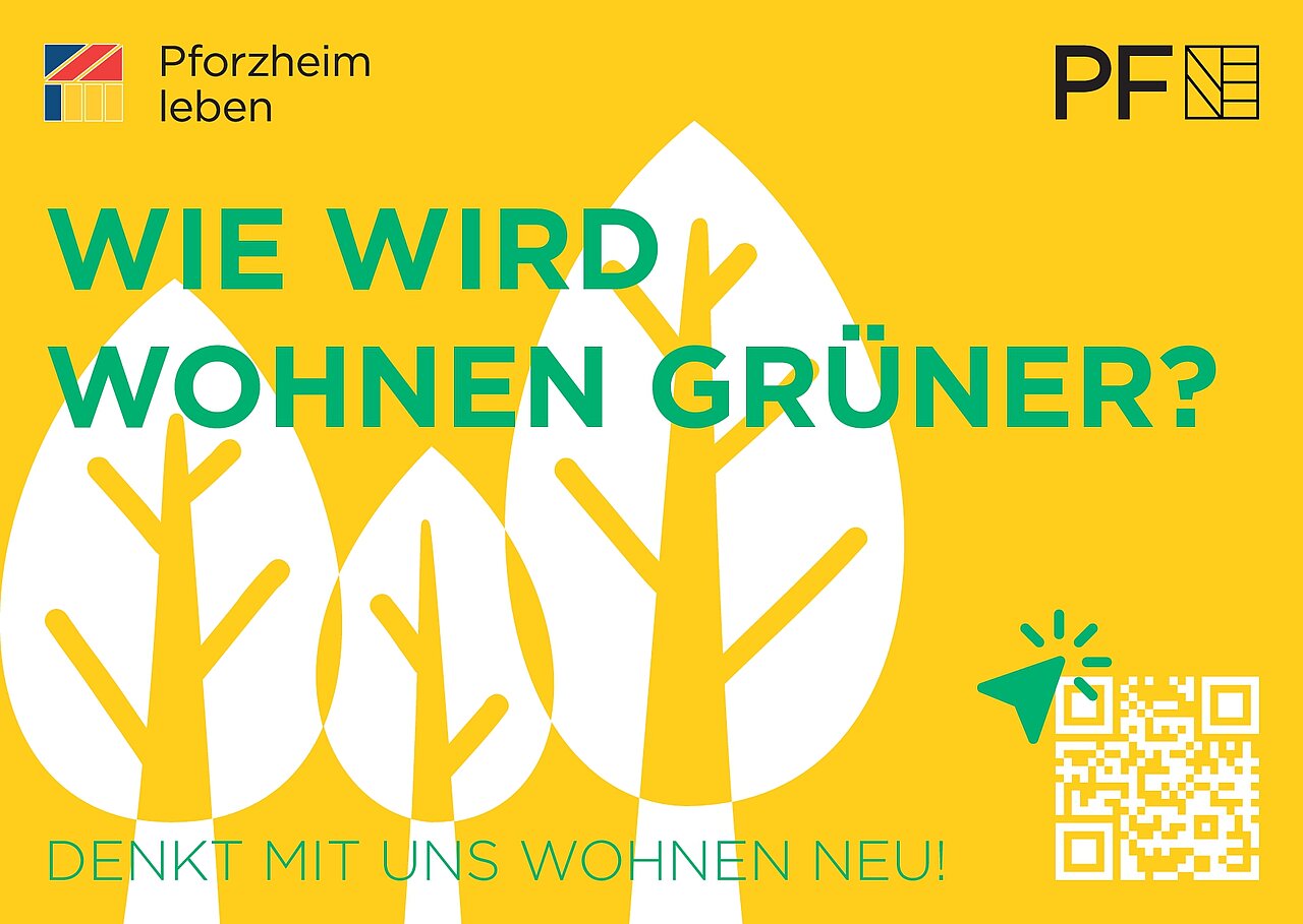 Postkarte, Denkt mit uns Wohnen neu. Wie wird Wohnen grüner? - copyright:Stadt Pforzheim, Planungsamt