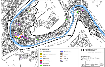 Kartenausschnitt Untersuchungsgebiet: Plan Nr. 4: Nahversorgung - copyright:Stadt Pforzheim