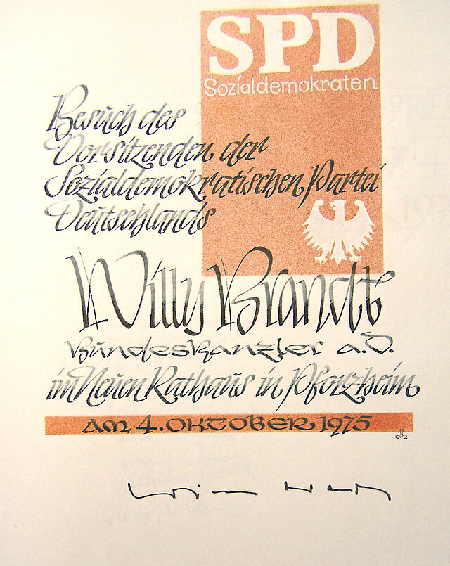 Bild: Eintrag Goldenes Buch Willi Brandt