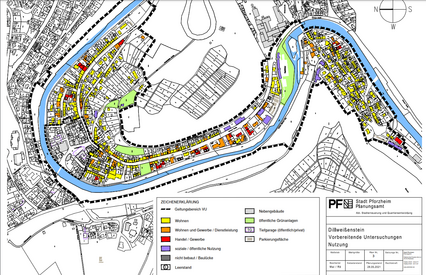 Kartenausschnitt Untersuchungsgebiet: Plan Nr. 3: Nutzung - copyright:Stadt Pforzheim