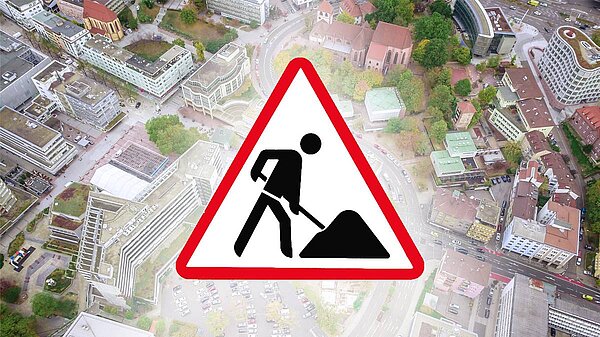 Straßenschild Achtung Baustelle - Copyright: Stadt Pforzheim