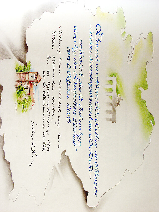 Bild: Eintrag Goldenes Buch Lothar de Maizière