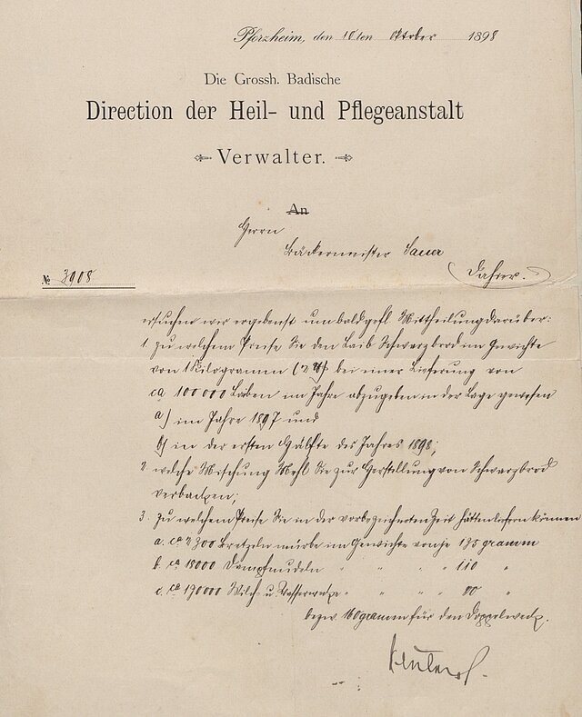 Abbildung: Historisches Dokument: Anschreiben an Bäcker