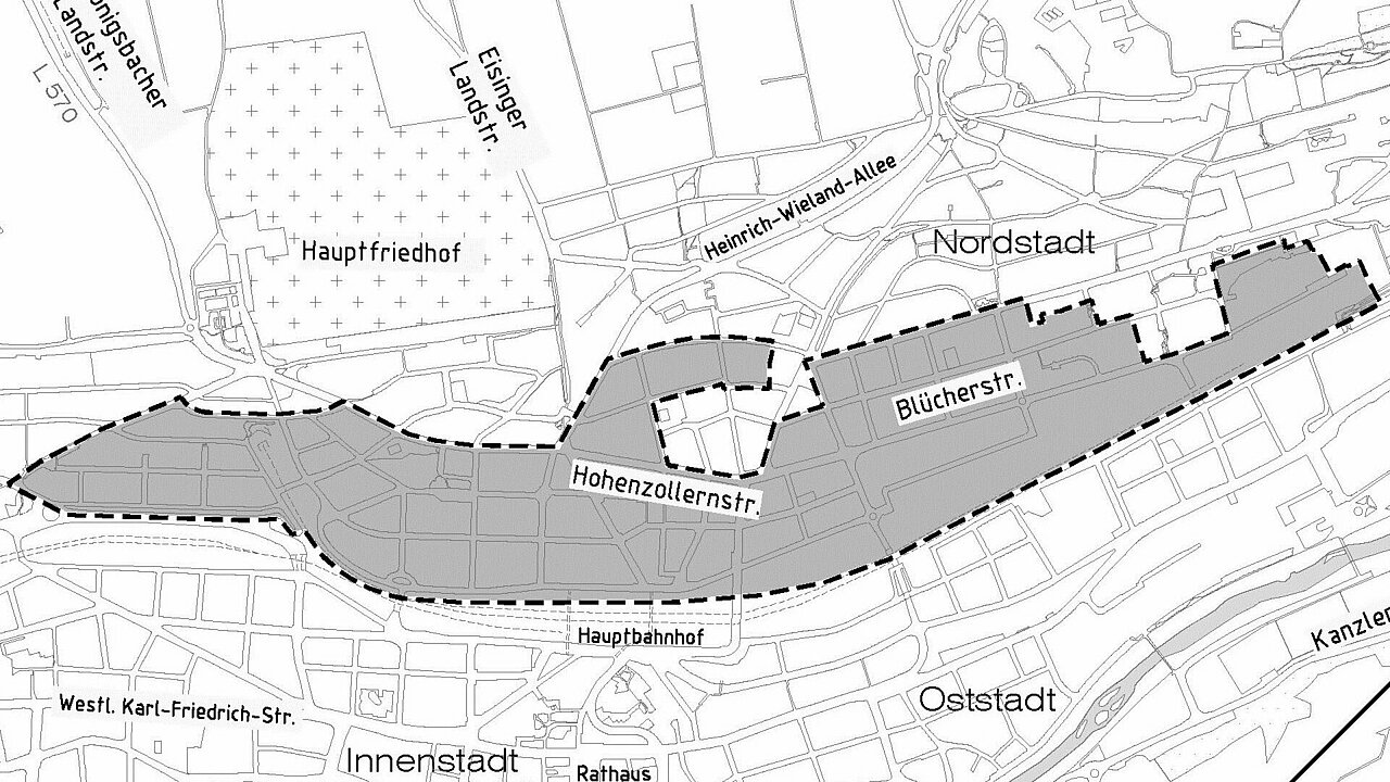 Lageplan der Vergnügungsstättensatzung Nordstadt