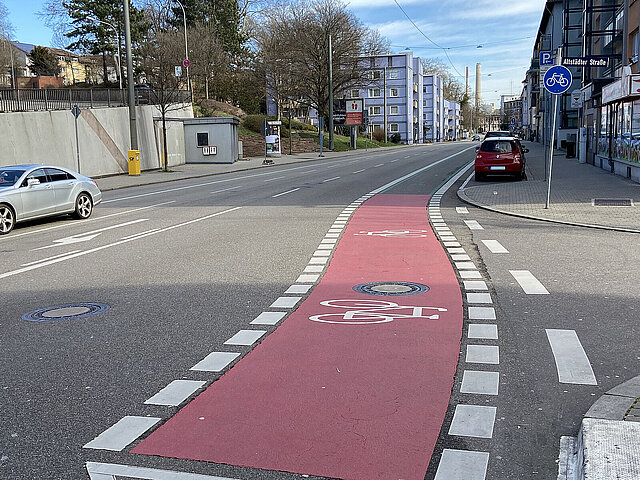 Fahrradspur in Pforzheim - copyright:Stadt Pforzheim