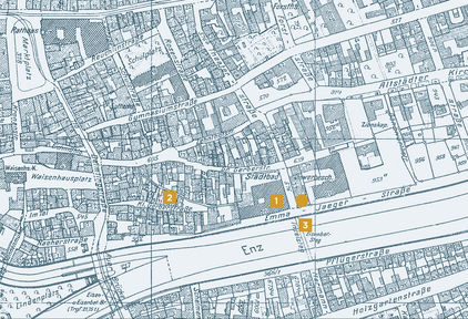 Stadtplan mit Emma-Jaeger-Bad und Umgebung von 1941. - copyright:Stadt Pforzheim