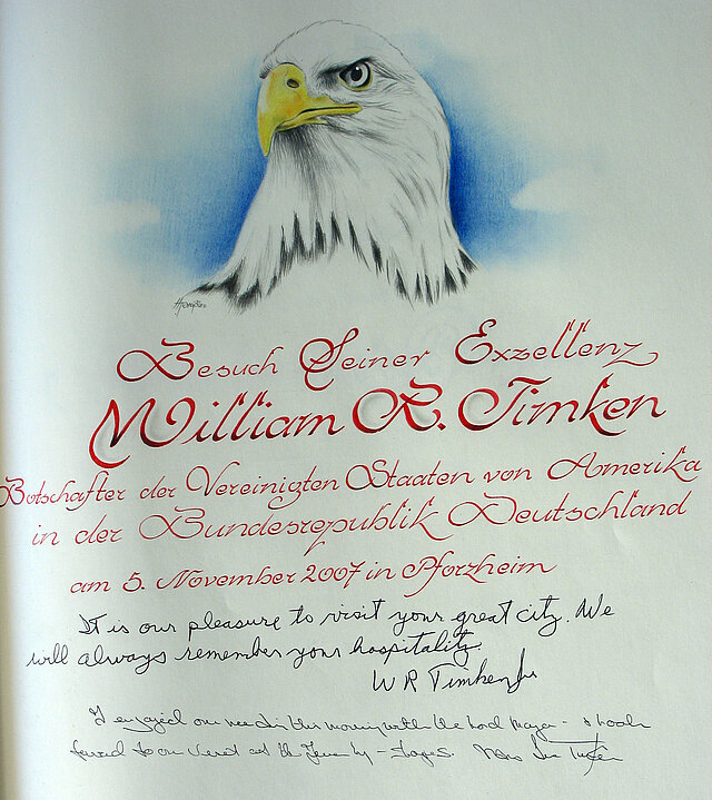 Bild: Eintrag Goldenes Buch W. R. Timken