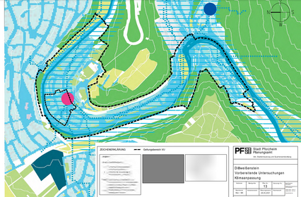 Kartenausschnitt Untersuchungsgebiet: Plan Nr. 13: Klimaanpassung - copyright:Stadt Pforzheim