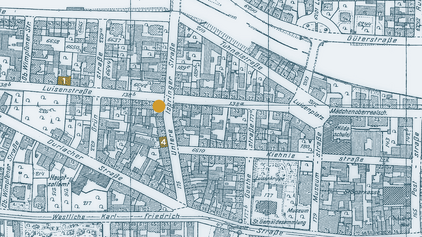 Die Orte und Gebäude rund um die Lusisenstraße auf dem historischen Stadtplan aus dem Jahr 1941 von Pforzheim. - copyright:stp