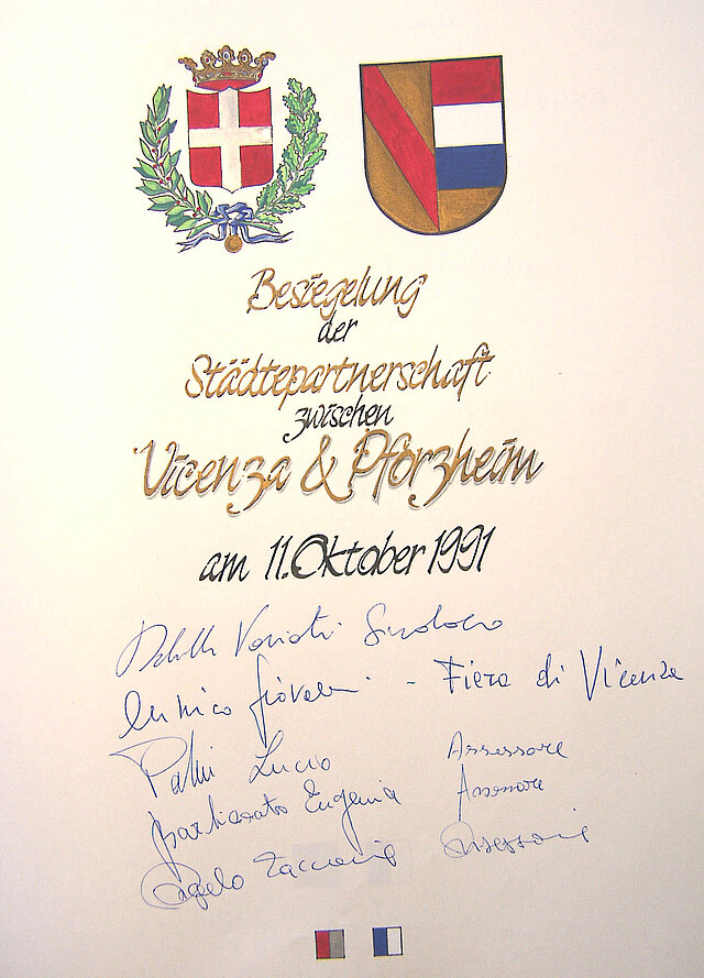 Bild: Eintrag Goldenes Buch Vicenza