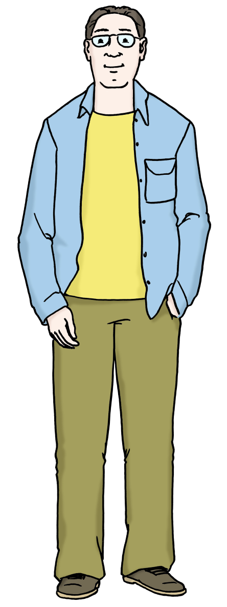 Illustration: Ein Mann mittleren Alters. - copyright:Lebenshilfe für Menschen mit geistiger Behinderung Bremen e.V.